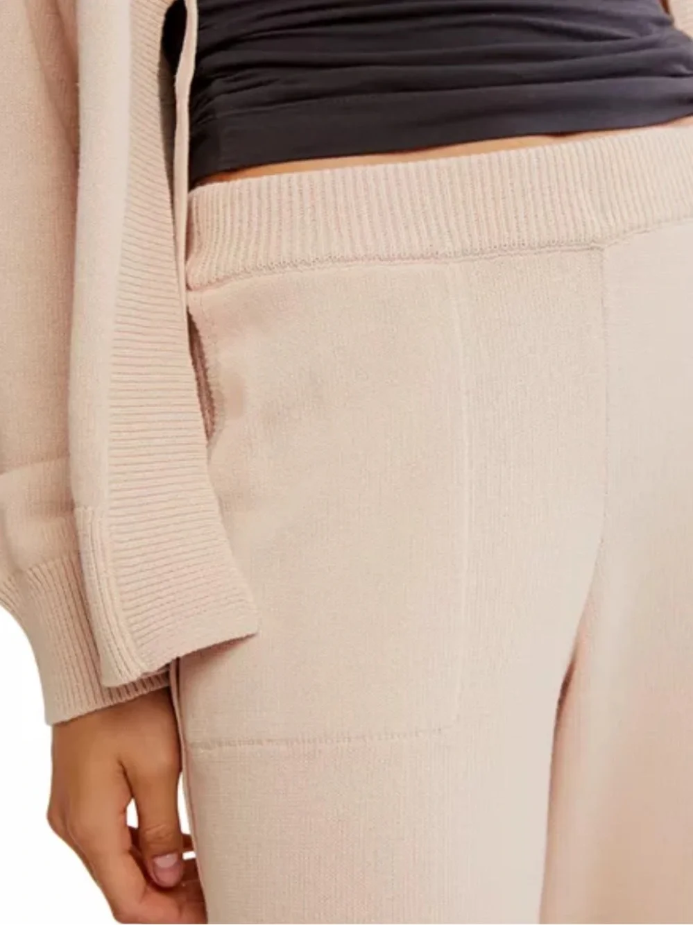 Free People Beach Solar Wide-Leg High-Rise Cream Pants